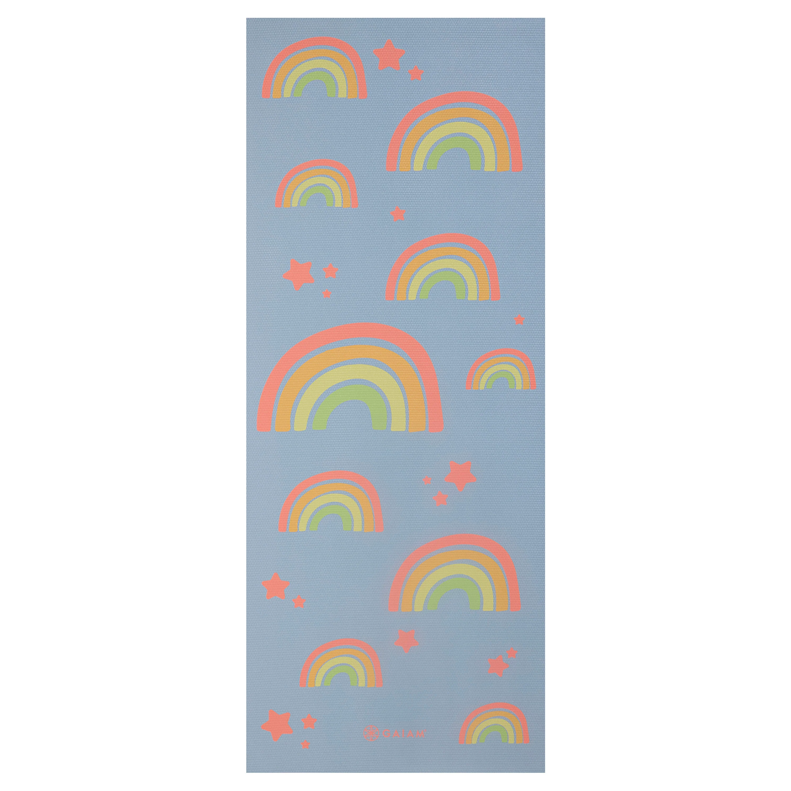 Gaiam Kids Rainbow Stars Yoga Mat flat